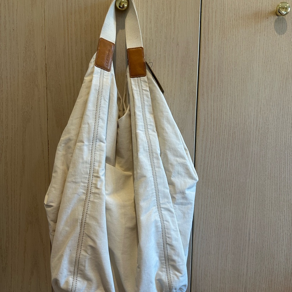 DKNY Pure White Canvas & Leather Hobo Bag - NWT